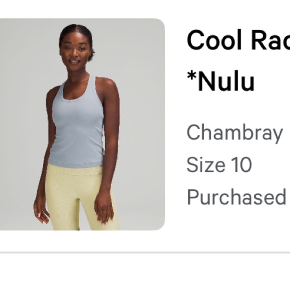 Lululemon tank top in size 10